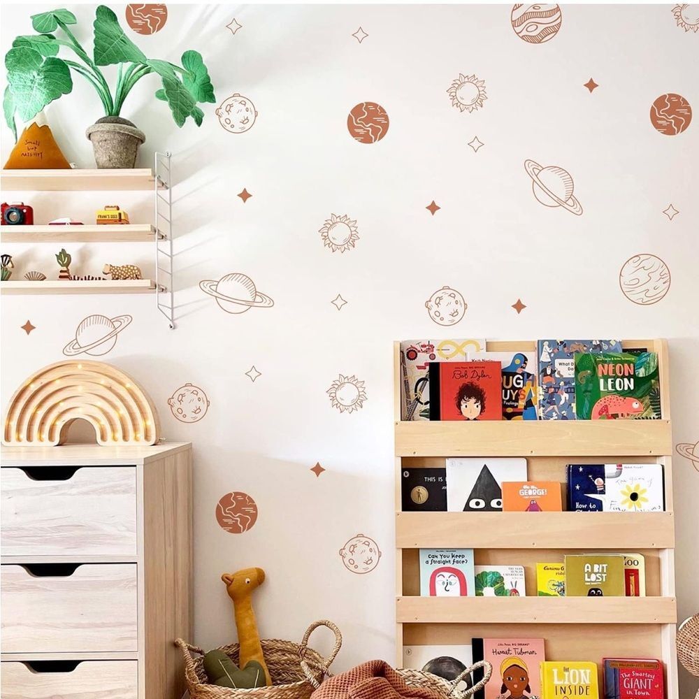 Planet & Space Wall Stickers for Kids Room 5 Sheets 40 Decals